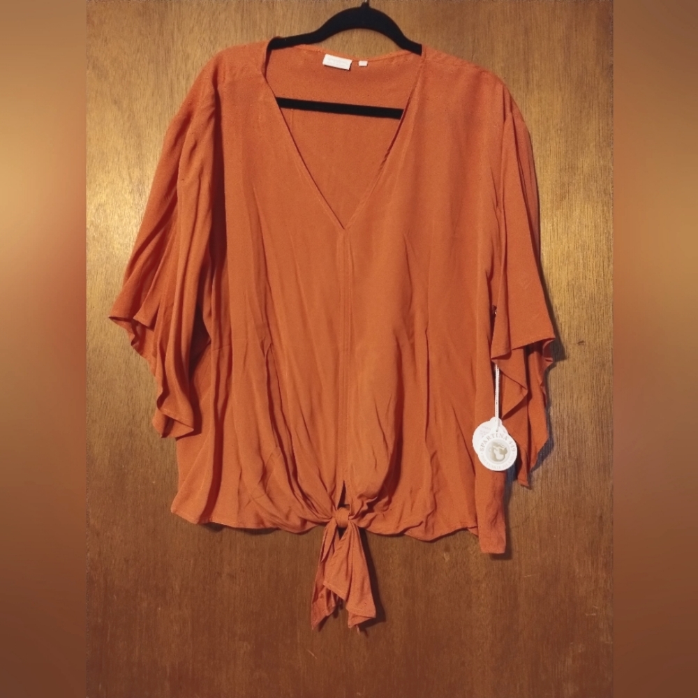 Spartina 449 Delilah Tie Front Blouse, XL, New with Tags